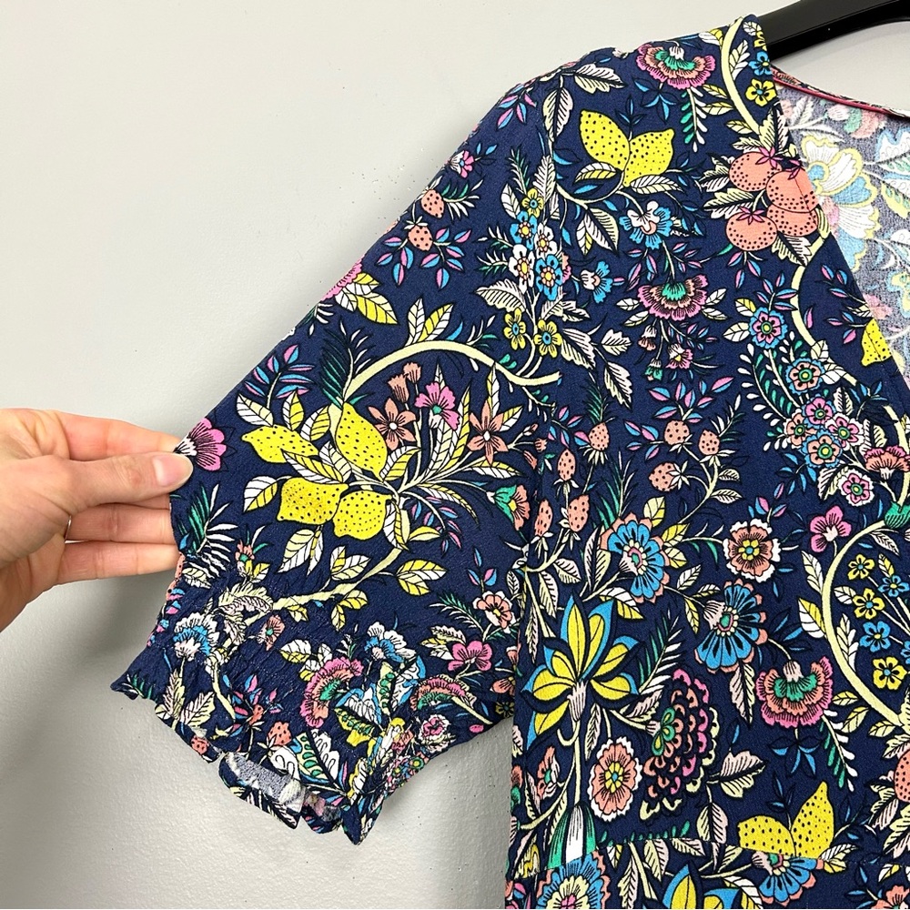 Boden V-Neck Midi Tea Dress Women’s Size 14 Floral Puff Sleeves Colorful Boho - Picture 4 of 8